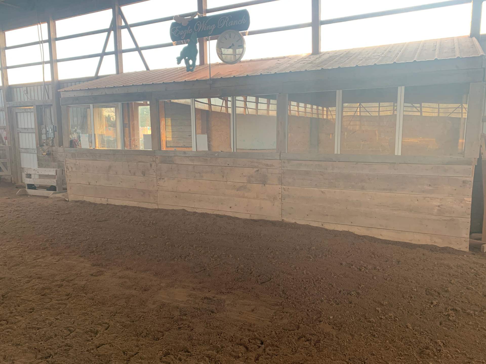 Indoor arena heated viewing area